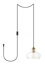  LDPG2246BR - Destry 1 Light Brass Plug-in Pendant with Clear Glass