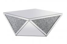  MF92005 - 38 Inch Square Crystal Coffee Table Silver Royal Cut Crystal