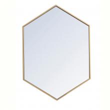  MR4424BR - Metal Frame HexAgon Mirror 24 Inch in Brass