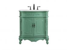  VF10132VM-VW - 32 Inch Single Bathroom Vanity in Vintage Mint with Ivory White Engineered Marble