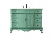  VF10148VM-VW - 48 Inch Single Bathroom Vanity in Vintage Mint with Ivory White Engineered Marble