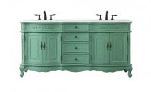  VF10172DVM-VW - 72 Inch Double Bathroom Vanity in Vintage Mint with Ivory White Engineered Marble