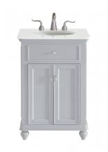  VF12324GR-VW - 24 Inch Single Bathroom Vanity in Light Grey with Ivory White Engineered Marble