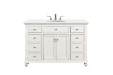  VF12348AW-VW - 48 Inch Single Bathroom Vanity in Antique White with Ivory White Engineered Marble