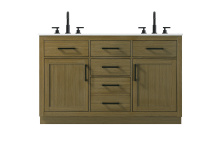 Elegant VF29754DMCB - Alden 54 inch Double Bathroom Vanity in Chestnut Brown
