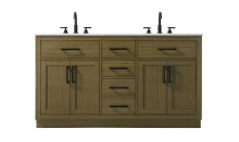 Elegant VF29760DMCB - Alden 60 inch Double Bathroom Vanity in Chestnut Brown