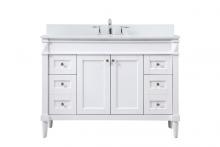 Elegant VF31848WH-BS - 48 inch Single bathroom vanity in white with backsplash