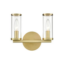  WV309022NBCG - Revolve Clear Glass/Natural Brass 2 Lights Wall/Vanity