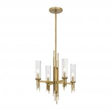  CH335418VBCR - Torres 18-in Ribbed Glass/Vintage Brass 4 Lights Chandeliers