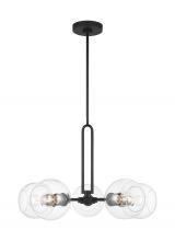  3155705-112 - Codyn contemporary 5-light indoor dimmable medium chandelier in midnight black finish with clear gla