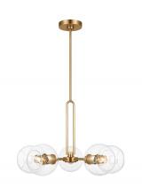  3155705-848 - Codyn contemporary 5-light indoor dimmable medium chandelier in satin brass gold finish with clear g