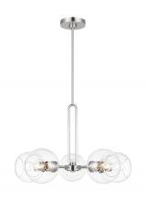  3155705-962 - Codyn contemporary 5-light indoor dimmable medium chandelier in brushed nickel silver finish with cl