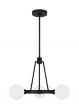  3161603-112 - Clybourn modern 3-light indoor dimmable chandelier in midnight black finish with white milk glass sh