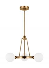  3161603-848 - Clybourn modern 3-light indoor dimmable chandelier in satin brass gold finish with white milk glass