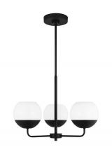  3168103EN3-112 - Alvin modern LED 3-light indoor dimmable chandelier in midnight black finish with white milk glass g