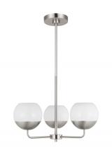  3168103EN3-962 - Alvin modern LED 3-light indoor dimmable chandelier in brushed nickel silver finish with white milk