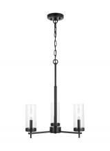  3190303-112 - Zire dimmable indoor 3-light chandelier in a midnight black finish with clear glass shades