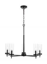  3190305EN-112 - Zire dimmable indoor LED 5-light chandelier in a midnight black finish with clear glass shades