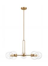  3255705-848 - Codyn contemporary 5-light indoor dimmable large chandelier in satin brass gold finish with clear gl