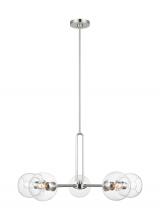  3255705-962 - Codyn contemporary 5-light indoor dimmable large chandelier in brushed nickel silver finish with cle