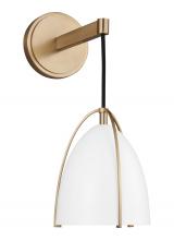  4151801EN3-848 - Norman modern 1-light LED indoor dimmable bath vanity wall sconce in satin brass gold finish with ma