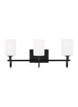  4457103EN3-112 - Oak Moore traditional 3-light LED indoor dimmable bath vanity wall sconce in midnight black finish a