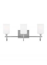  4457103EN3-962 - Oak Moore traditional 3-light LED indoor dimmable bath vanity wall sconce in brushed nickel silver f