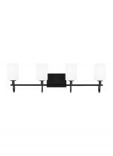  4457104EN3-112 - Oak Moore traditional 4-light LED indoor dimmable bath vanity wall sconce in midnight black finish a