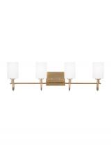  4457104EN3-848 - Oak Moore traditional 4-light LED indoor dimmable bath vanity wall sconce in satin brass gold finish