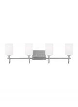  4457104EN3-962 - Oak Moore traditional 4-light LED indoor dimmable bath vanity wall sconce in brushed nickel silver f