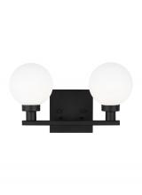  4461602-112 - Clybourn modern 2-light indoor dimmable bath vanity sconce in midnight black finish with white milk