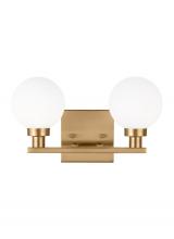  4461602-848 - Clybourn modern 2-light indoor dimmable bath vanity sconce in satin brass gold finish with white mil