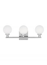  4461603-05 - Clybourn modern 3-light indoor dimmable bath vanity sconce in chrome finish with white milk glass sh