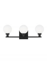  4461603-112 - Clybourn modern 3-light indoor dimmable bath vanity sconce in midnight black finish with white milk