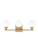  4461603-848 - Clybourn modern 3-light indoor dimmable bath vanity sconce in satin brass gold finish with white mil