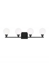  4461604-112 - Clybourn modern 4-light indoor dimmable bath vanity sconce in midnight black finish with white milk