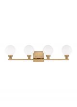 4461604-848 - Clybourn modern 4-light indoor dimmable bath vanity sconce in satin brass gold finish with white mil