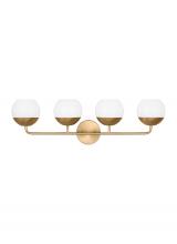  4468104EN3-848 - Alvin modern LED 4-light indoor dimmable bath vanity wall sconce in satin brass gold finish with whi