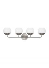  4468104EN3-962 - Alvin modern LED 4-light indoor dimmable bath vanity wall sconce in brushed nickel silver finish wit