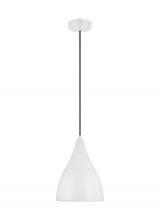  6545301-115 - Oden modern mid-century 1-light indoor dimmable small pendant in matte white finish with matte white