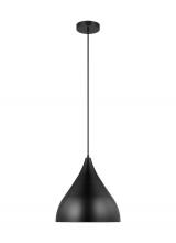  6645301EN3-112 - Oden modern mid-century 1-light LED indoor dimmable medium pendant in midnight black finish with mid