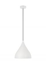  6645301EN3-115 - Oden modern mid-century 1-light LED indoor dimmable medium pendant in matte white finish with matte