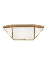  7579452-848 - Morrison modern 2-light indoor dimmable ceiling flush mount in satin brass gold finish with smooth w