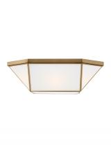  7679454-848 - Morrison modern 4-light indoor dimmable ceiling flush mount in satin brass gold finish with smooth w