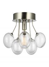  7714301-962 - Bronzeville mid-century modern 1-light indoor dimmable ceiling semi-flush mount in brushed nickel si