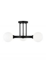  7761603-112 - Clybourn modern 3-light indoor dimmable semi-flush ceiling mount fixture in midnight black finish wi
