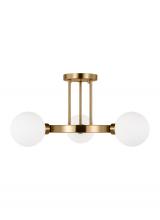  7761603-848 - Clybourn modern 3-light indoor dimmable semi-flush ceiling mount fixture in satin brass gold finish