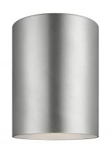  7813801-753 - Outdoor Cylinders transitional 1-light outdoor exterior ceiling flush mount in painted brushed nicke