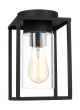  7831101-12 - Vado modern 1-light outdoor ceiling flush mount in black finish with clear glass panels