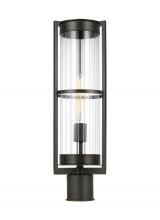  8226701EN7-71 - Alcona transitional 1-light LED outdoor exterior post lantern in antique bronze finish with clear fl